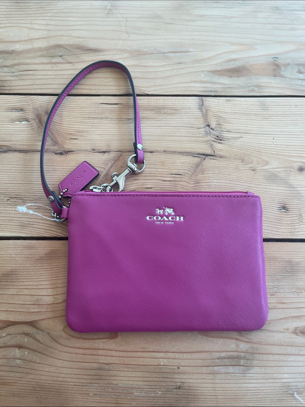 New Coach Pink Leather Wristlet